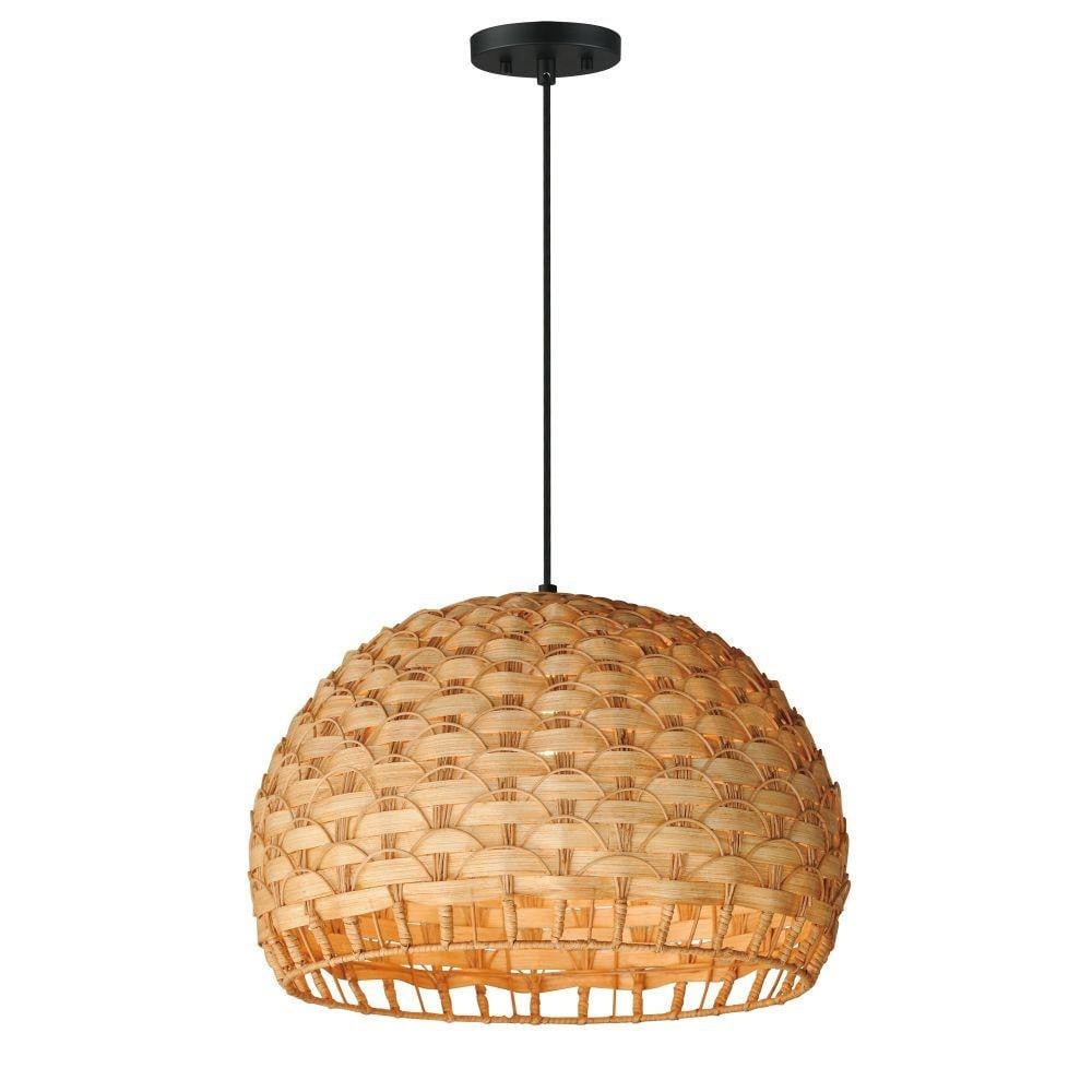 Maxim Lighting 14413NABK Tahiti 1 Light 20 Inch Natural Black Pendant Ceiling Light - Full View White Background