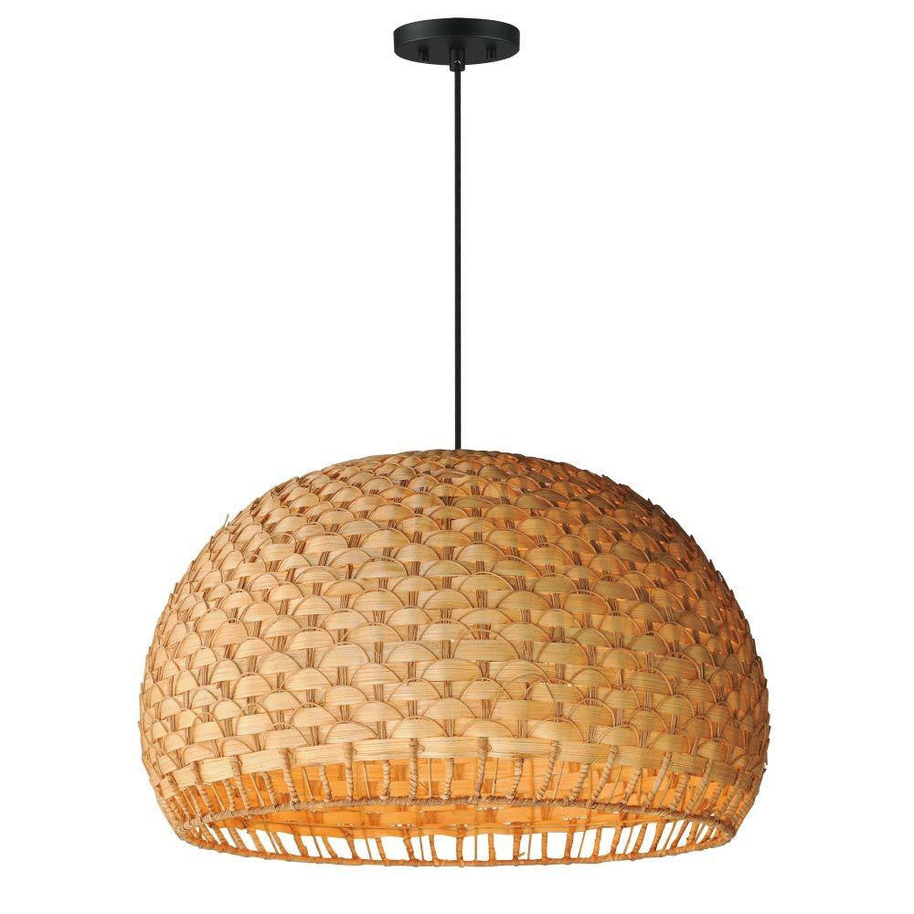 Maxim Lighting 14415NABK Tahiti 3 Light Natural Black Pendant Ceiling Light - full product view on white background with black canopy