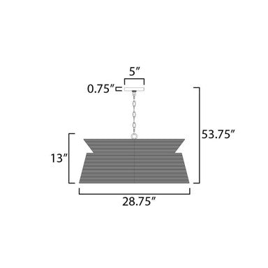 Maxim Lighting 14416NADBZ Tahiti Chandelier - Dimensions Diagram