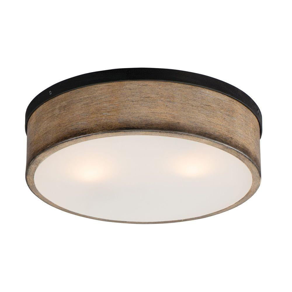 Maxim Lighting 14440DWBK Franklin Driftwood and Black Flush Mount Ceiling Light - Lit View