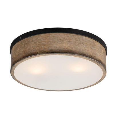 Maxim Lighting 14440DWBK Franklin Driftwood and Black Flush Mount Ceiling Light - Lit View