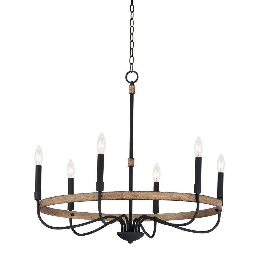 Maxim Lighting 14446DWBK Franklin 6 Light Distressed Wood Black Chandelier Ceiling Light - Main View