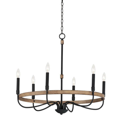 Maxim Lighting 14446DWBK Franklin 6 Light Distressed Wood Black Chandelier Ceiling Light - Main View