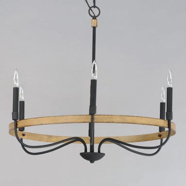 Maxim Lighting 14446DWBK Franklin 6 Light Distressed Wood Black Chandelier Ceiling Light - Angle View