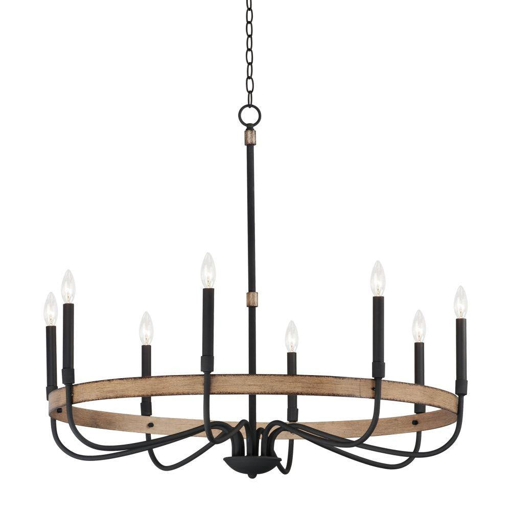 Maxim Lighting 14448DWBK Franklin 8 Light Black Chandelier Ceiling Light - White Background