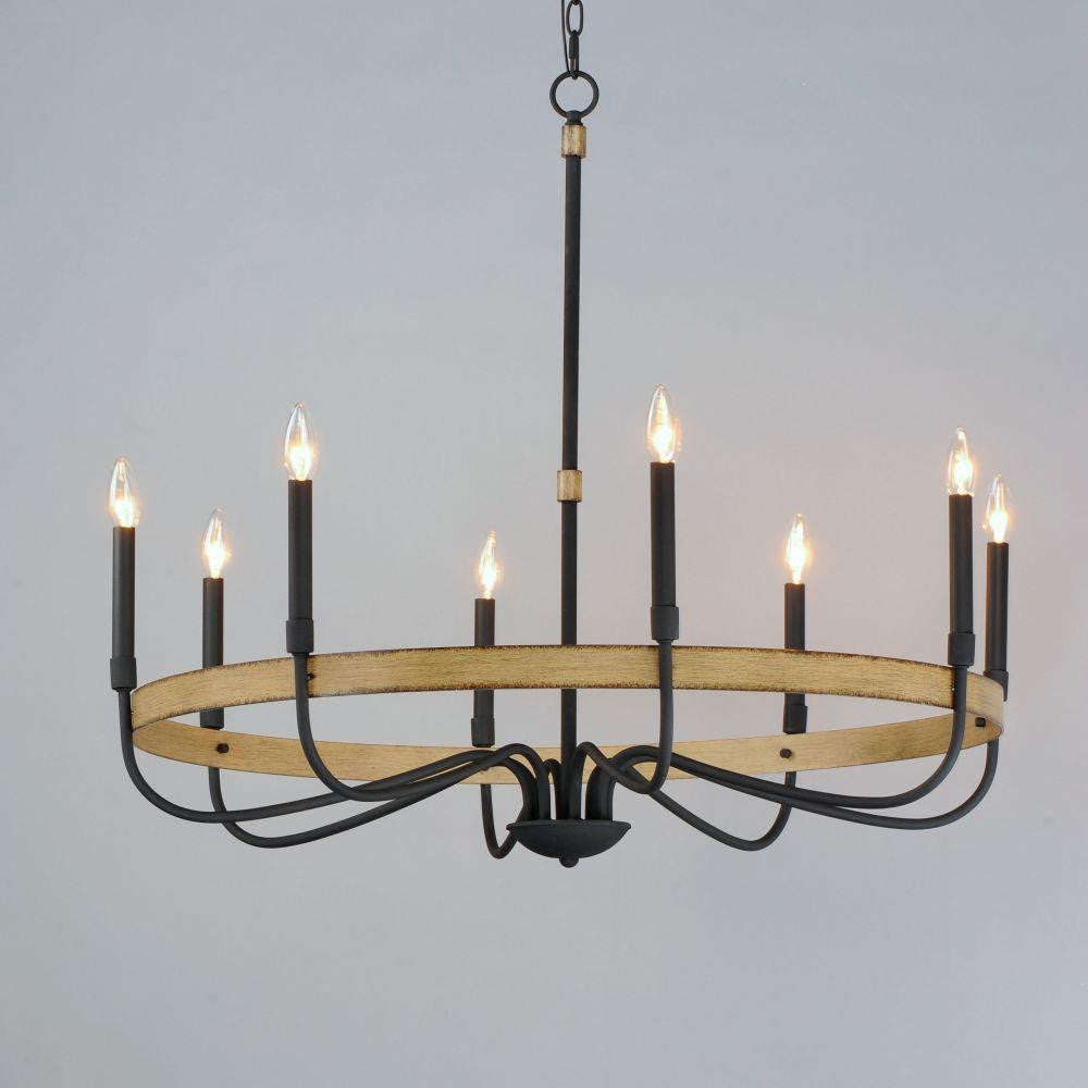 Maxim Lighting 14448DWBK Franklin 8 Light Black Chandelier Ceiling Light - Lit Lifestyle