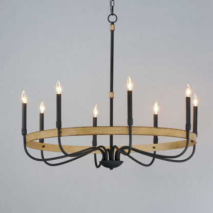 Maxim Lighting 14448DWBK Franklin 8 Light Black Chandelier Ceiling Light - Lit Lifestyle