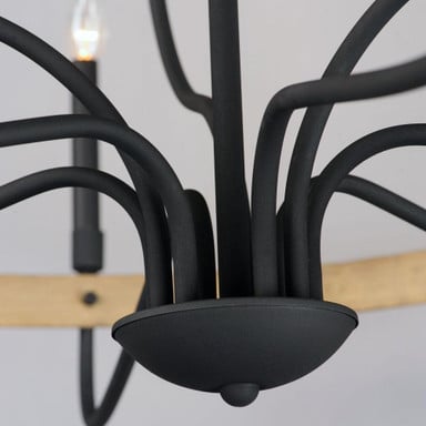 Maxim Lighting 14449DWBK Franklin 9 Light Distressed Wood Black Chandelier - detail of center hub and arms