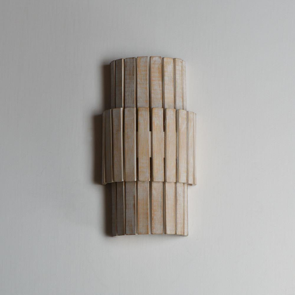 Maxim Lighting 14450WWTEC Satori Whitewashed Bamboo Wall Sconce - Side Angle View