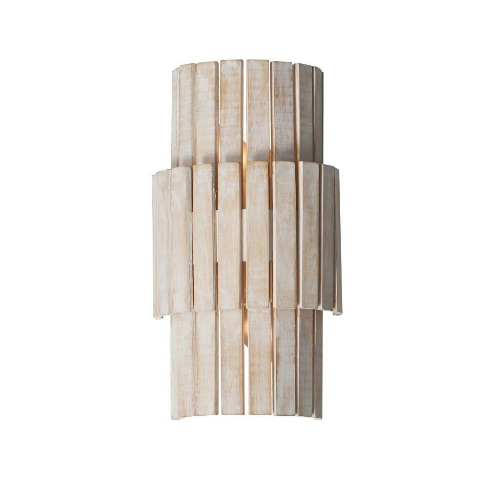 Maxim Lighting 14450WWTEC Satori 2 Light Whitewashed Wall Sconce - Front View on White Background