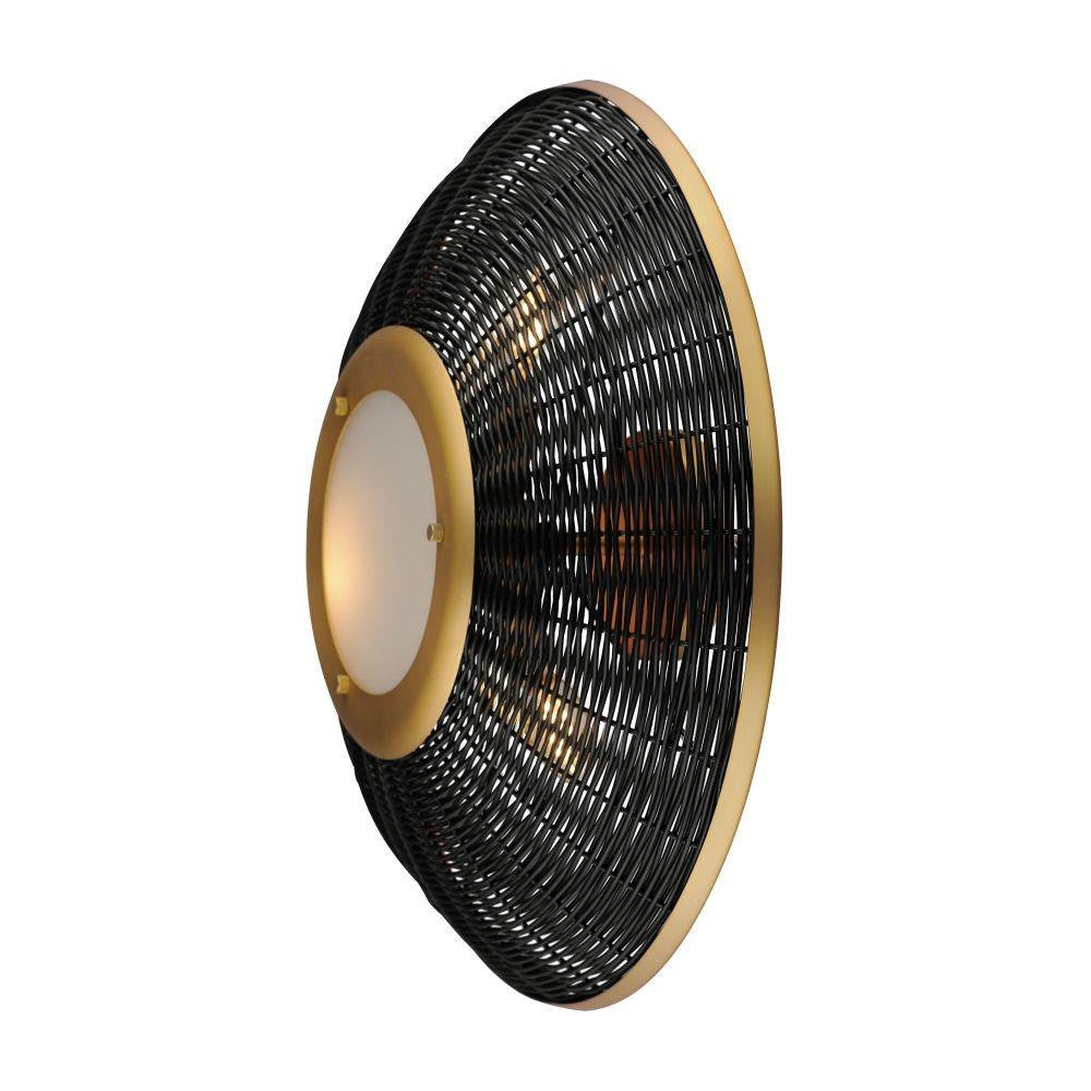 Maxim Lighting 14460BRNAB Rattan 3 Light Natural Aged Brass Wall Sconce - Side View