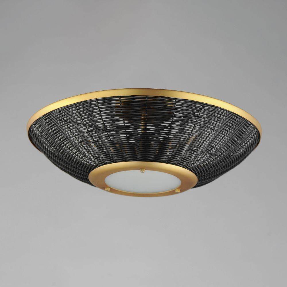 Maxim Lighting 14460BRNAB Rattan 3 Light Natural Aged Brass Wall Sconce - Ceiling Lifestyle Shot