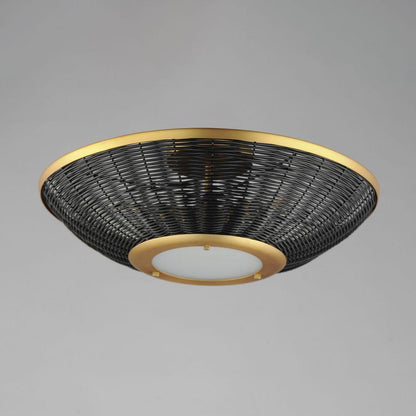 Maxim Lighting 14460BRNAB Rattan 3 Light Natural Aged Brass Wall Sconce - Ceiling Lifestyle Shot