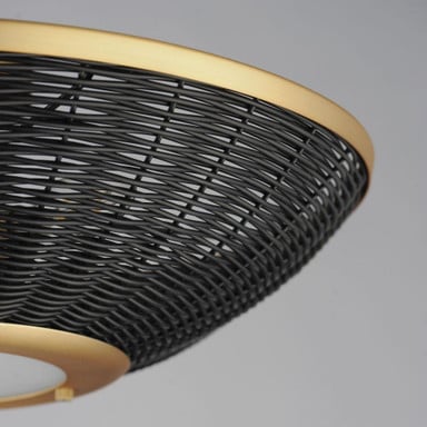 Maxim Lighting 14460BRNAB Rattan 3 Light Natural Aged Brass Wall Sconce - Close-Up Rattan Detail