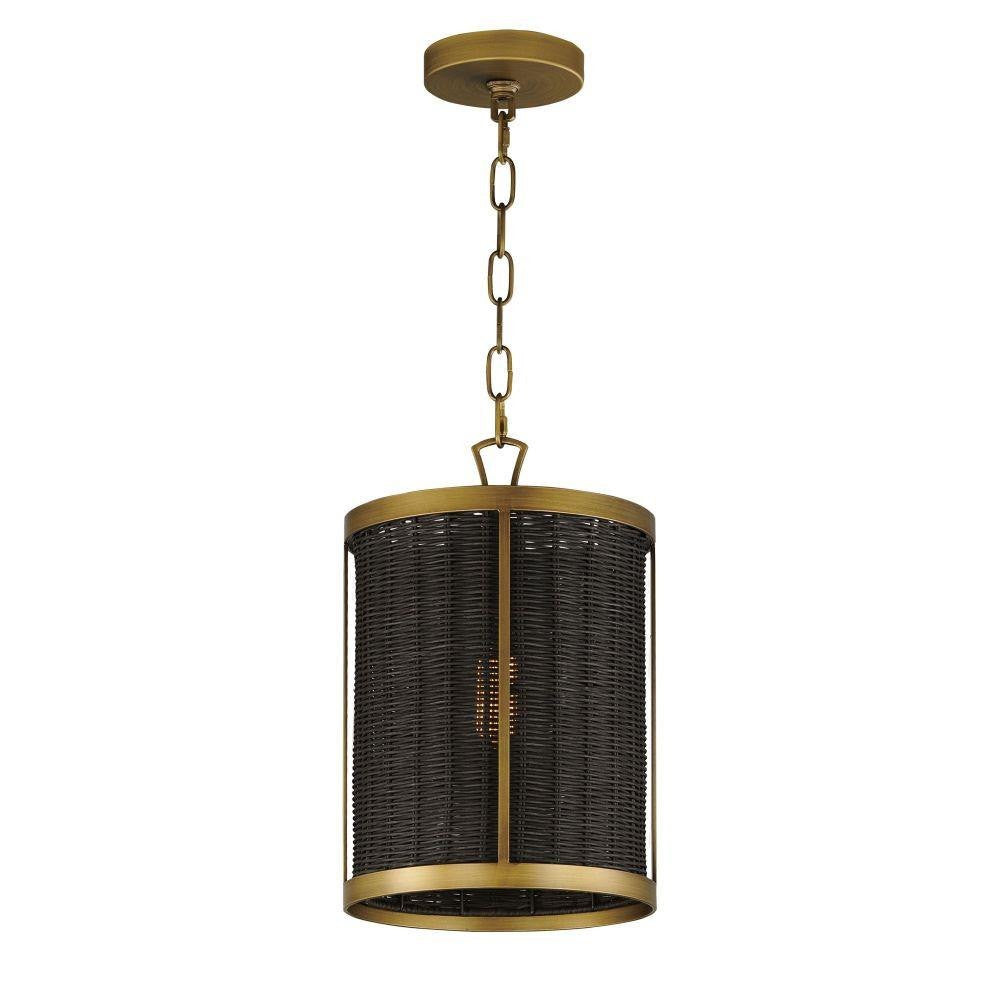 Maxim Lighting 14461BRNAB Rattan 1 Light Pendant - Full View with Canopy