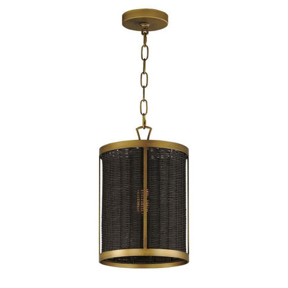 Maxim Lighting 14461BRNAB Rattan 1 Light Pendant - Full View with Canopy