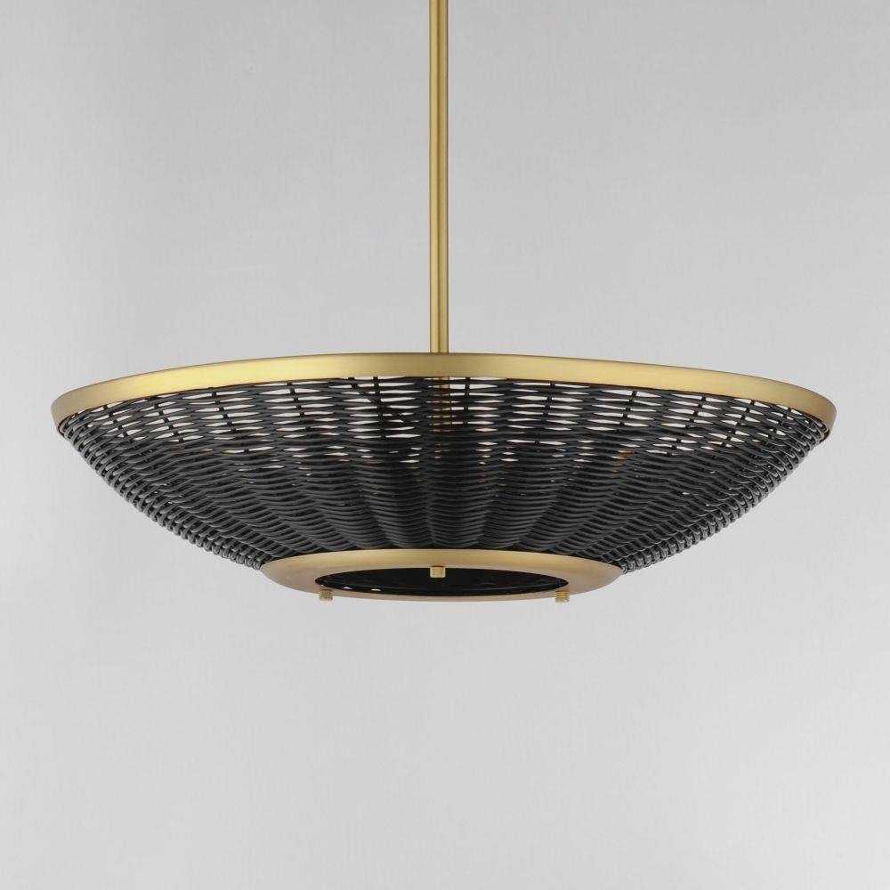 Maxim Lighting 14462BRNAB Rattan Pendant - Top Angle View Highlighting Hand-Woven Rattan Detail