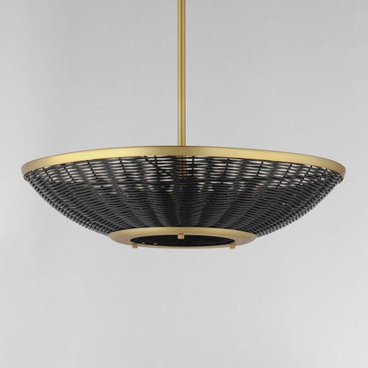 Maxim Lighting 14462BRNAB Rattan Pendant - Top Angle View Highlighting Hand-Woven Rattan Detail