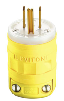 Leviton 1447-P 15 Amp-125V NEMA 5-15P, 2P, 3W, Straight Blade Plug, Corrosion Resistant, Grounding, Dustguard, Yellow Finish