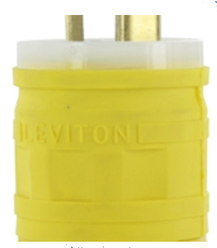 Leviton 1448 15 NEMA 6-20P, 2P, 3W, Straight Blade Plug, Grounding, Dustguard, 20A, 250V, Yellow