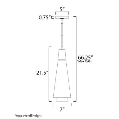 Maxim Lighting 14481GCNAB Sumatra 1 Light Natural Aged Brass Pendant Ceiling Light - Dimensions Diagram