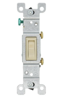 Leviton 1451-2I Single-Pole Framed Grounding Toggle Light Switch, 120V, Ivory Finish