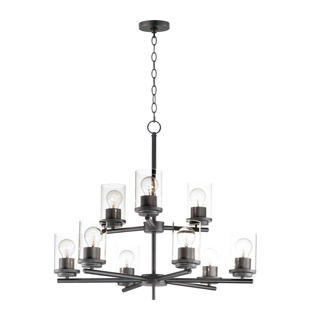 Maxim Lighting 10206CLSBR Corona 9 Light 28 inch Satin Brass Chandelier Ceiling Light - Full View with Chain on White Background