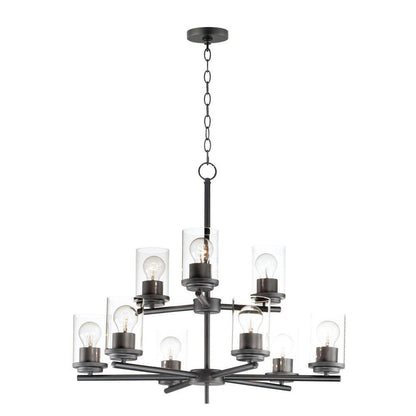 Maxim Lighting 10206CLSBR Corona 9 Light 28 inch Satin Brass Chandelier Ceiling Light - Full View with Chain on White Background