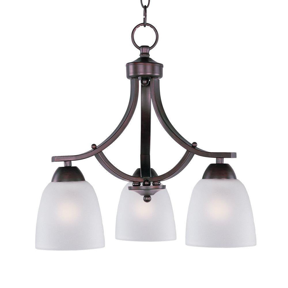 Maxim Lighting 11223FTOI Axis 3 Light Oil Rubbed Bronze Chandelier with Frosted Glass Shades