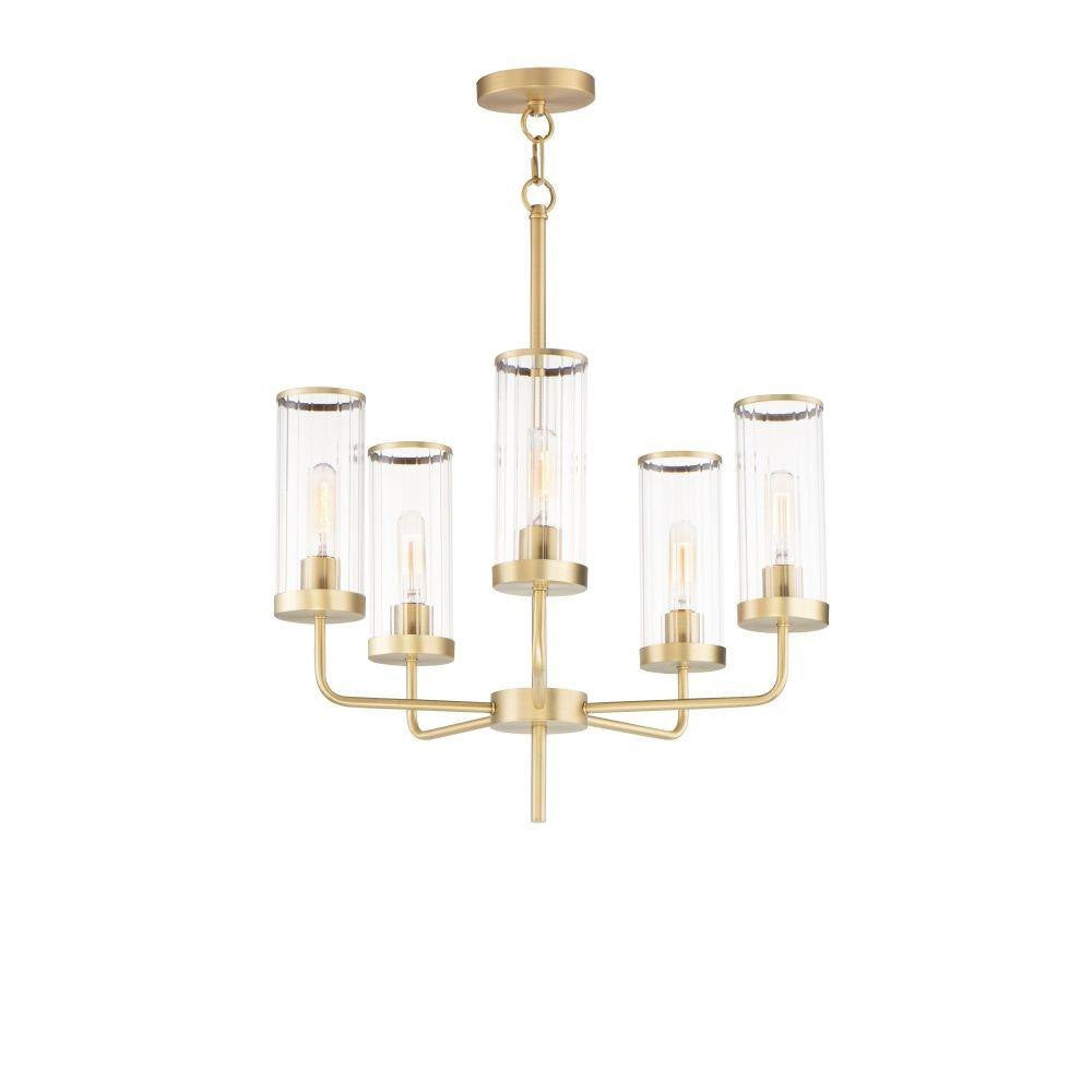 Maxim Lighting 11475CRSBR Crosby 5 Light Satin Brass Chandelier - Full view on white background
