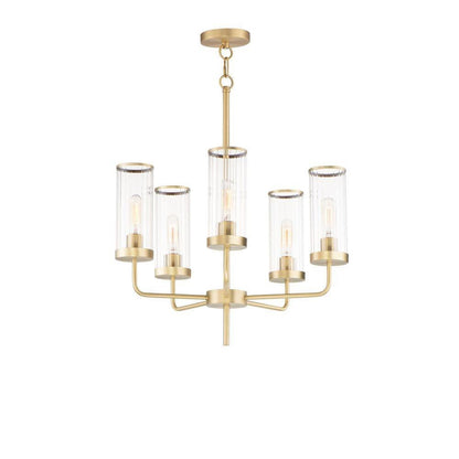 Maxim Lighting 11475CRSBR Crosby 5 Light Satin Brass Chandelier - Full view on white background