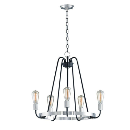 Maxim Lighting 11735BKSN Haven 5 Light Chandelier in Black and Satin Nickel