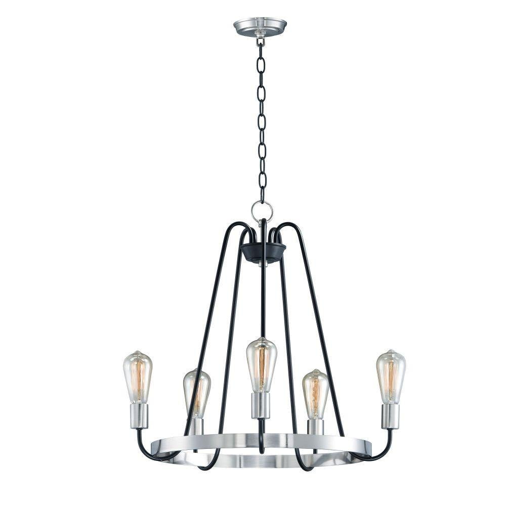 Maxim Lighting 11735OIAB Haven 5 Light 23.75 inch Chandelier Ceiling Light with Wagon Wheel Design