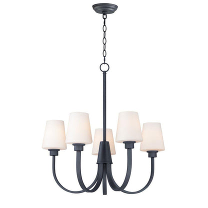 Maxim Lighting 11825SWBK Shelter 5 Light Black Chandelier - Full View on White