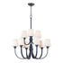 Maxim Lighting 11826SWBK Shelter 9 Light Black Chandelier with Satin White Glass Shades - White Background