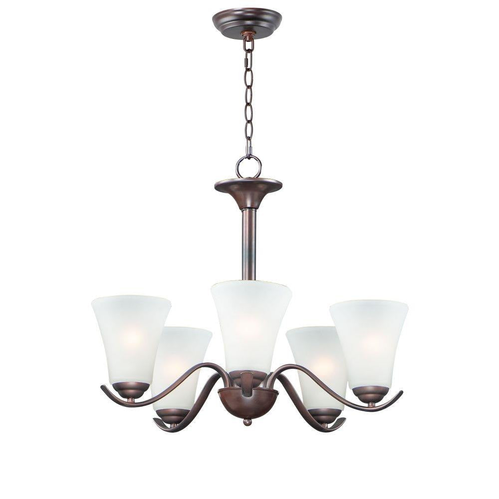 Maxim Lighting 12075FTOI Vital 5 Light Oil Rubbed Bronze Chandelier with Frosted Glass Shades