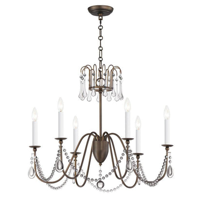 Maxim Lighting 12166CHB/CRY Plumette 6 Light 28 inch Chestnut Bronze Chandelier Ceiling Light