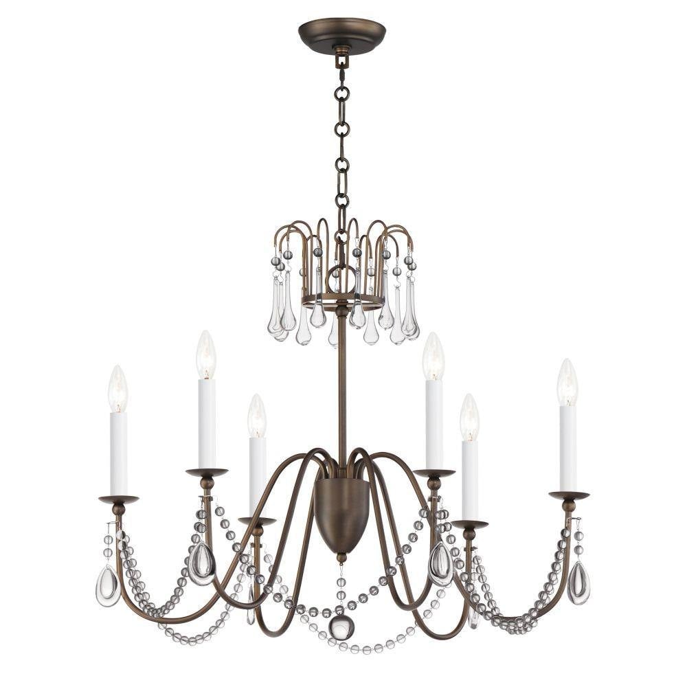 Maxim Lighting 12166GL/CRY Plumette 6 Light Gold Leaf Chandelier Ceiling Light with Crystal Accents