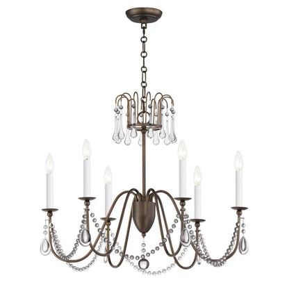 Maxim Lighting 12166GL/CRY Plumette 6 Light Gold Leaf Chandelier Ceiling Light with Crystal Accents