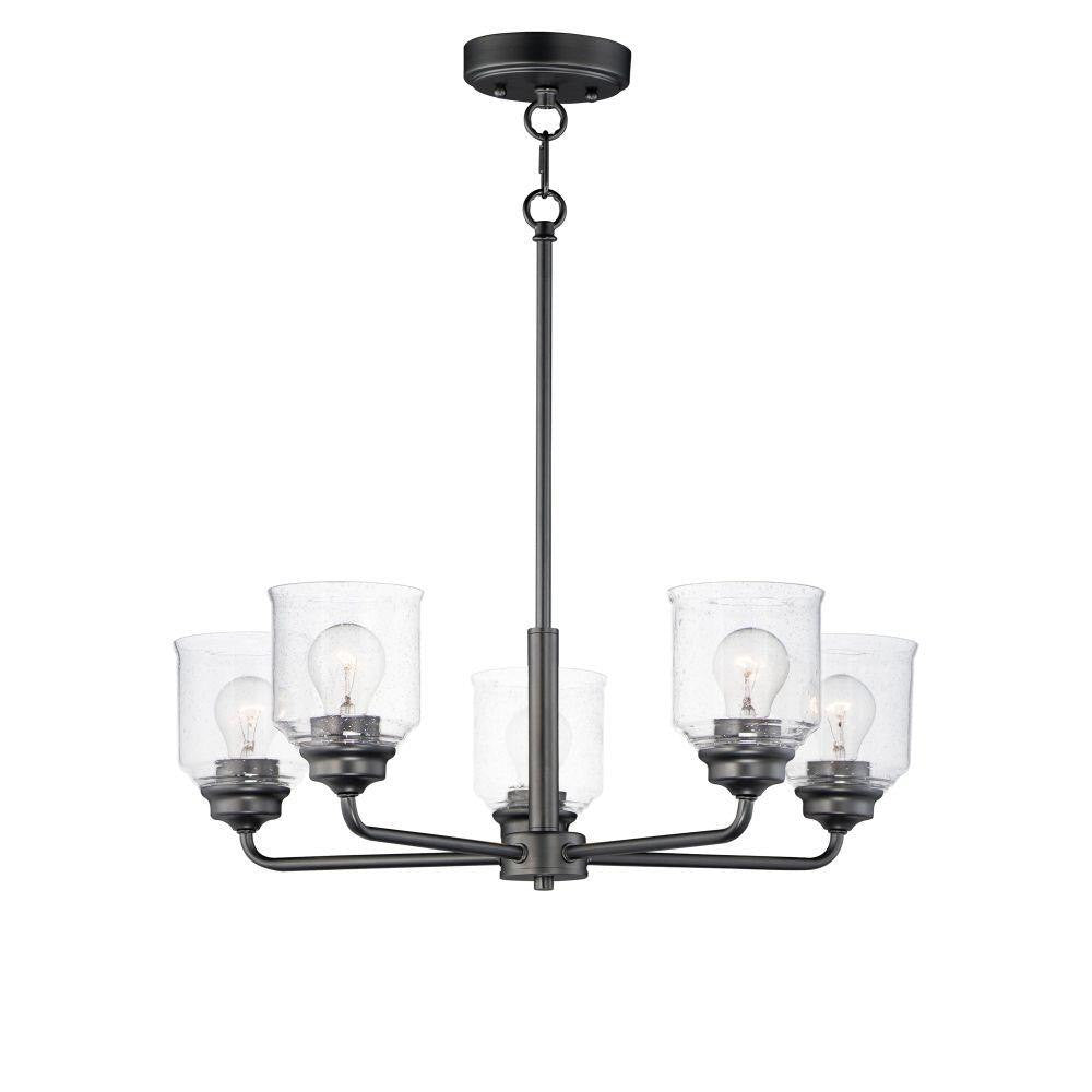 Maxim Lighting 12266CDBK Acadia 5 Light 26 Inch Matte Black Chandelier Ceiling Light - Full View White Background