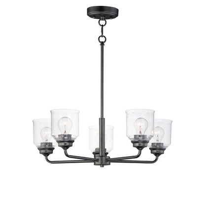 Maxim Lighting 12266CDBK Acadia 5 Light 26 Inch Matte Black Chandelier Ceiling Light - Full View White Background