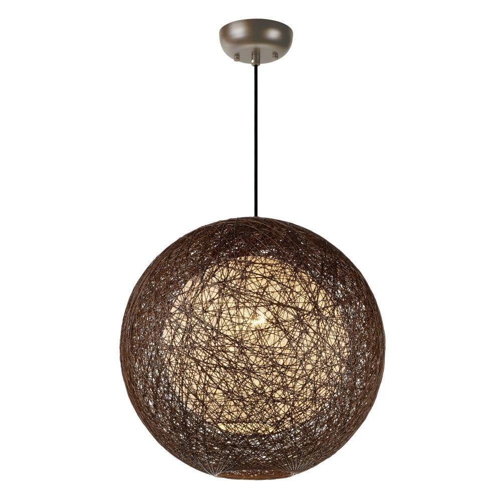 Maxim Lighting 14405NAWT Bali 1 Light 19 inch Natural/White Woven Globe Chandelier on White Background