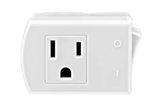 Leviton 1470-W 15 Amp, 125 V AC 3-Wire Grounded Switch Tap with ON/OFF Button - WHITE