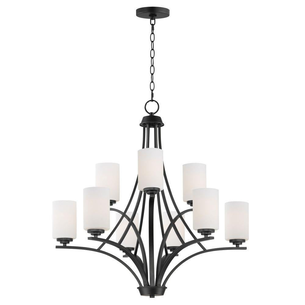 Maxim Lighting 20036SWBK Deven 9 Light 32 Inch Black Chandelier Ceiling Light