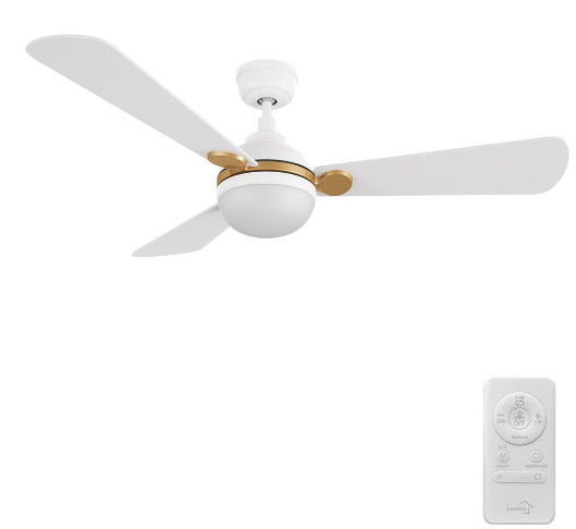 Carro USA CFR523Q4-L11-W1-1G Zephyr Modern White LED 52" Ceiling Fan, White/Gold Finish