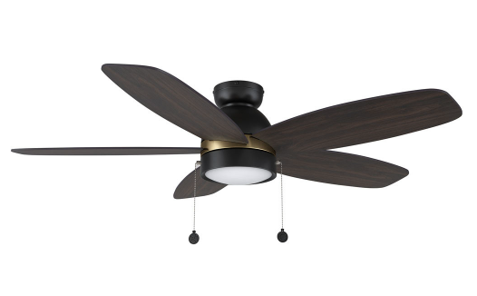 Carro USA CFP485Q5-L11-BG-1-FMA Greenwood Modern  LED 48" Ceiling Fan, Black/Gold Finish