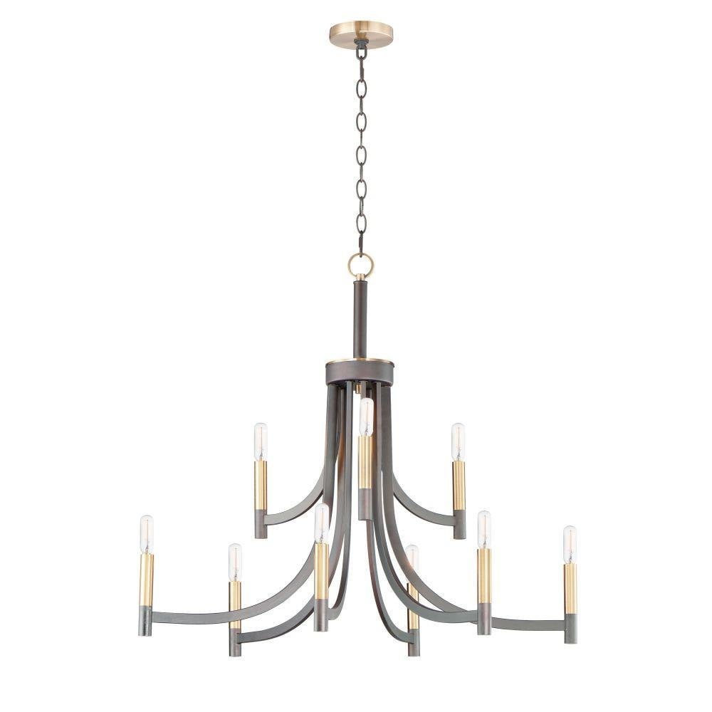 Maxim Lighting 21529BZAB Lyndon 9 Light Bronze Antique Brass Chandelier - Full View on White