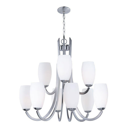 Maxim Lighting 21657SWSN Taylor 9 Light Satin Nickel 2 Tier Chandelier Ceiling Light