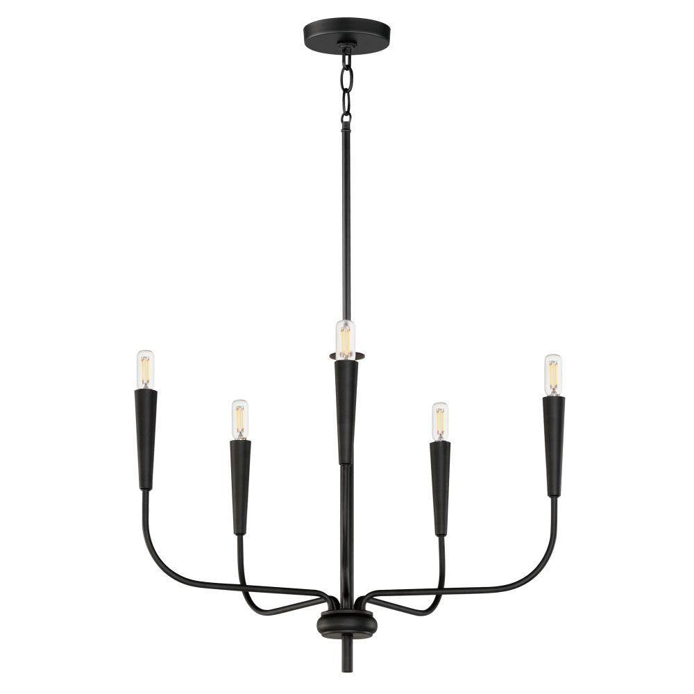 Maxim Lighting 24815SBR Vela 5 Light 24 inch Chandelier - Full view with chain, white background