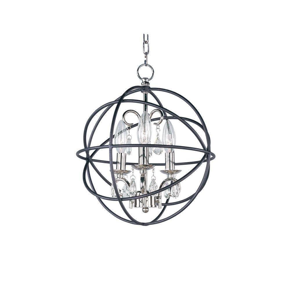 Maxim Lighting 25140ARPN Orbit 3 Light 12 Inch Anthracite/Polished Nickel Chandelier Ceiling Light